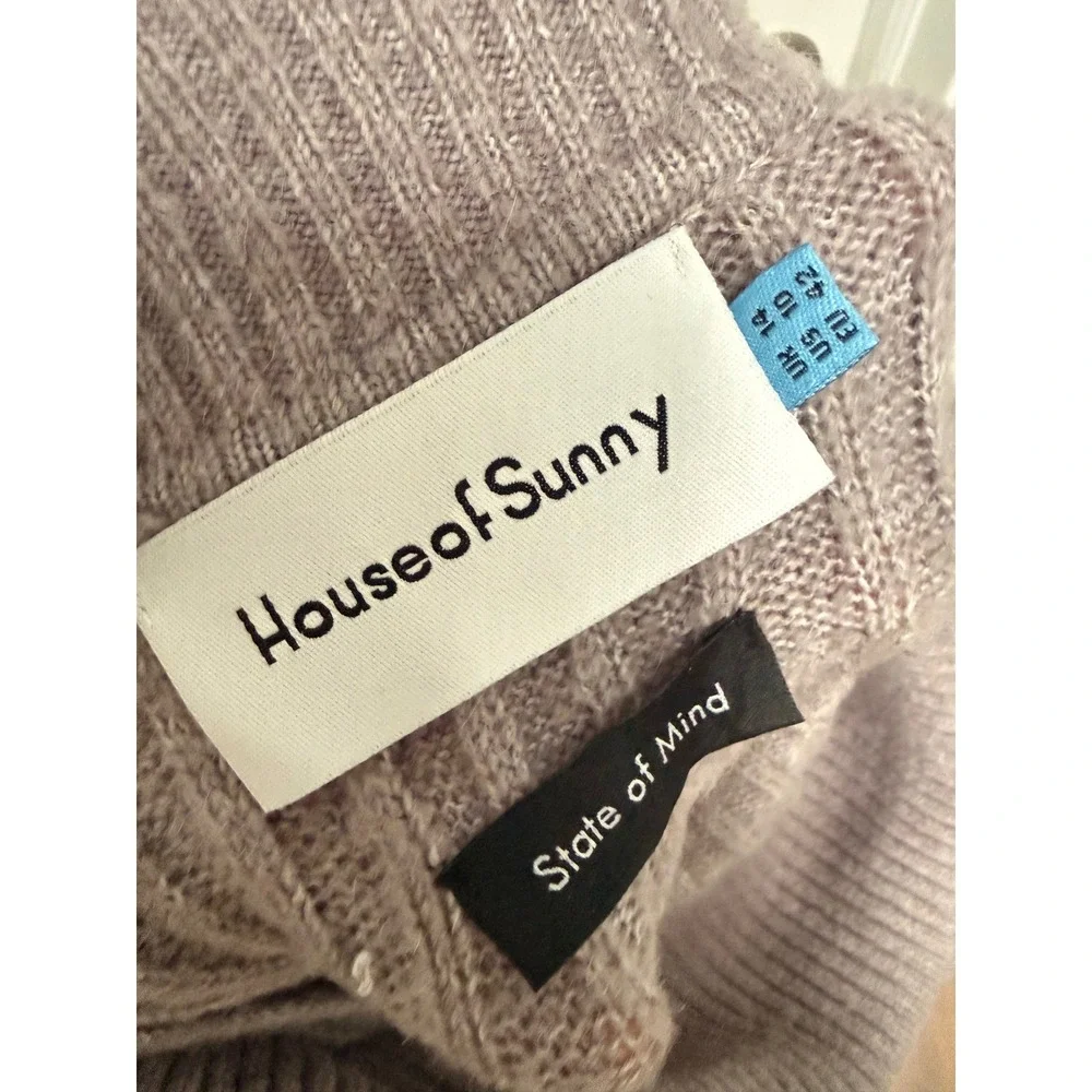 House of Sunny Chunky Rib Dress School Grey Off Shoulder Asymmetrical Sweater 10